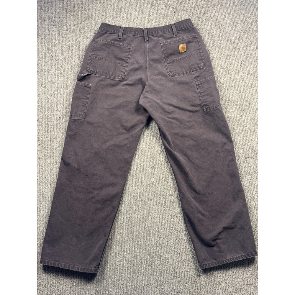 Carhartt B11 DKB Mens 36x32 Washed Duck Work Dungaree Pants Dark Brown - Picture 6 of 7